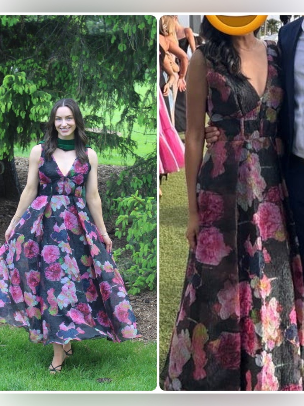 Monique Lhuillier Giselle Floral Organza Midi Dress Size 8 - Picture 6 of 14